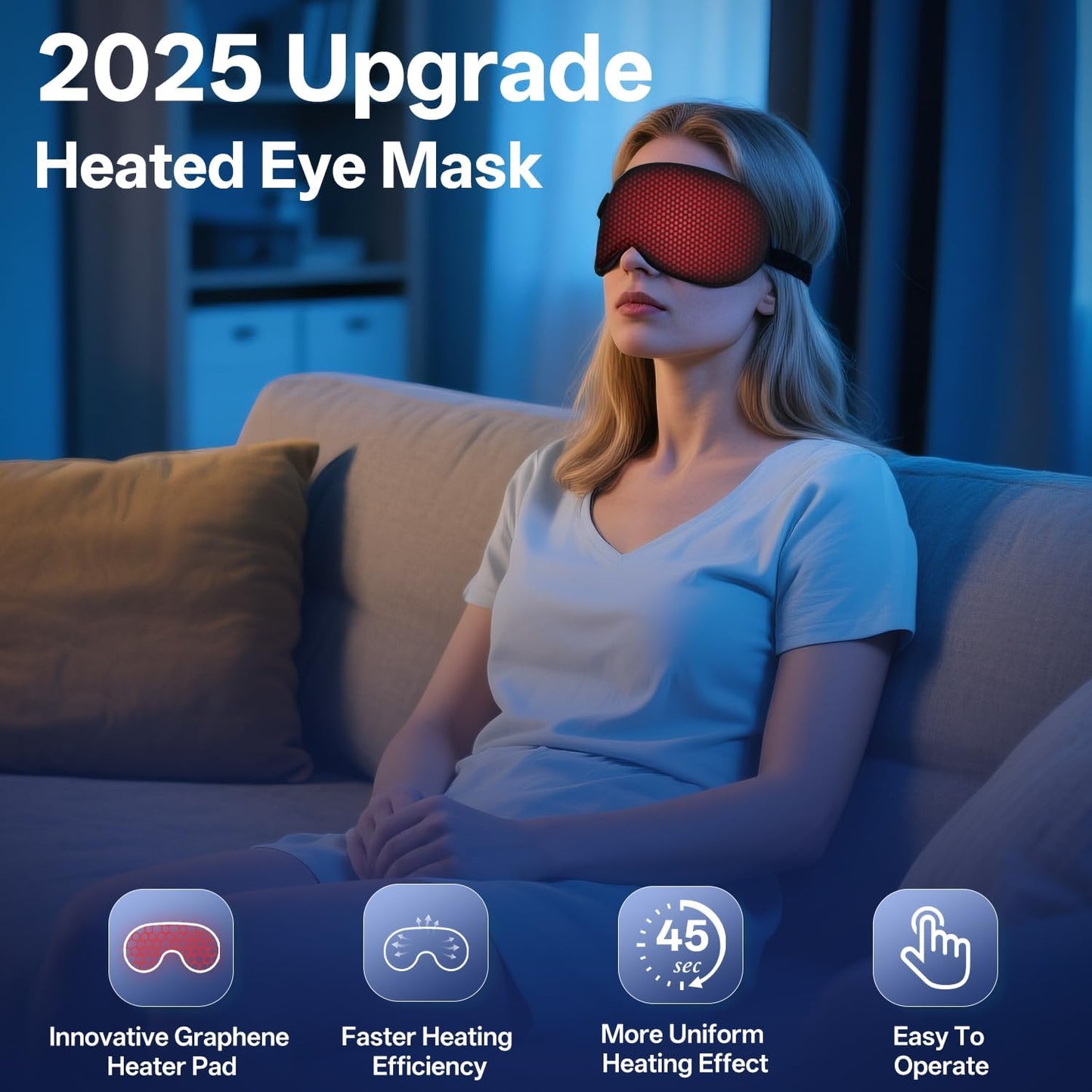 Hieye cordless eye mask being charged via USB cable