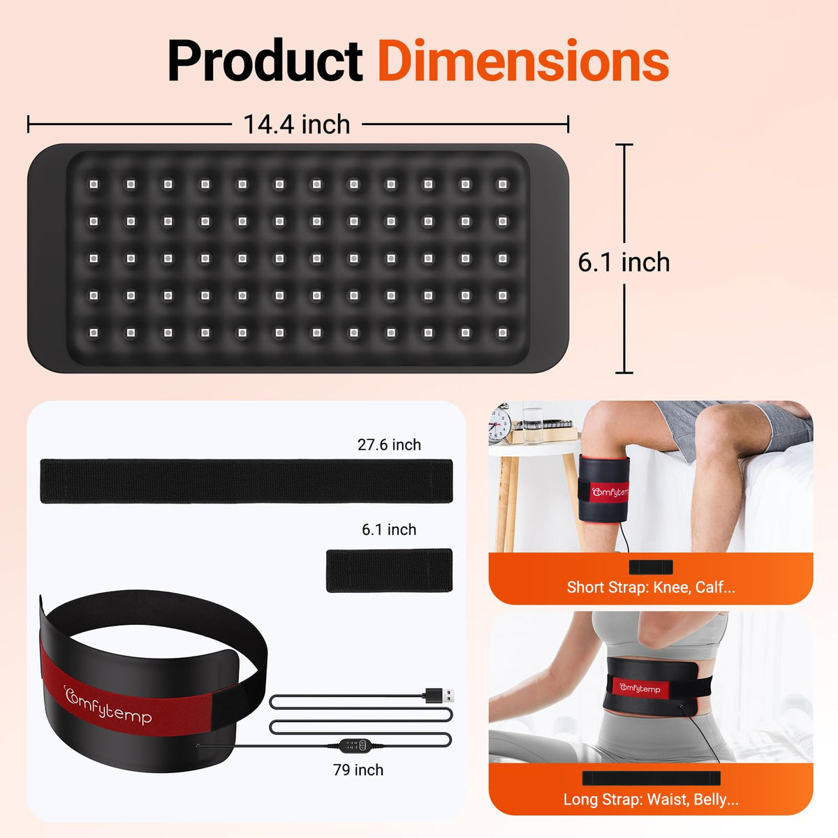Comfytemp wellness wrap packaged with power adapter and accessories