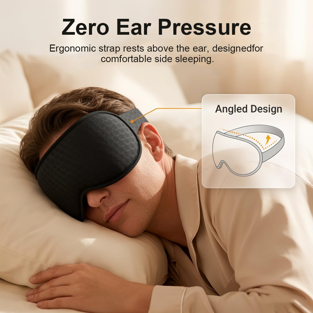 Facemoon eye mask demonstrating total light blocking capability