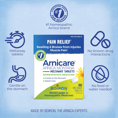 Boiron Arnicare meltaway tablets bottle and cap