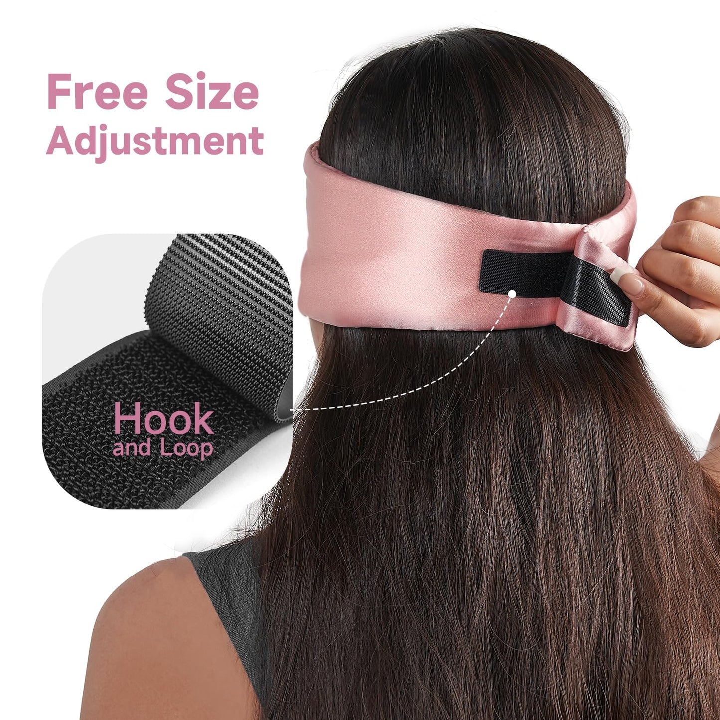 Comfortable pink satin eye mask for travel