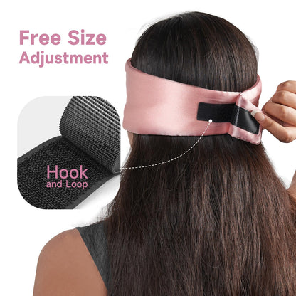 Comfortable pink satin eye mask for travel