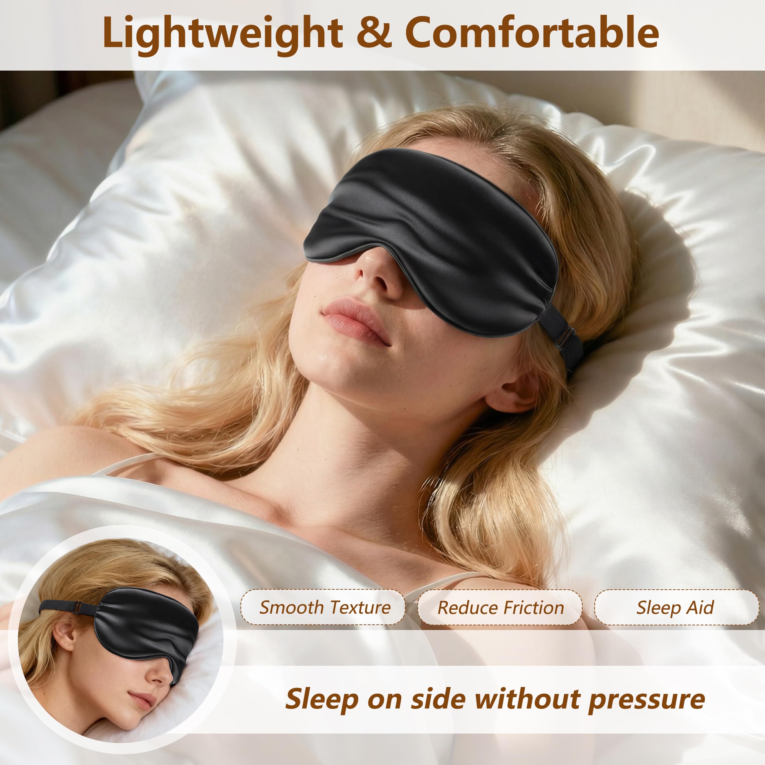 Side view of Spacepower silk eye mask with adjustable strap