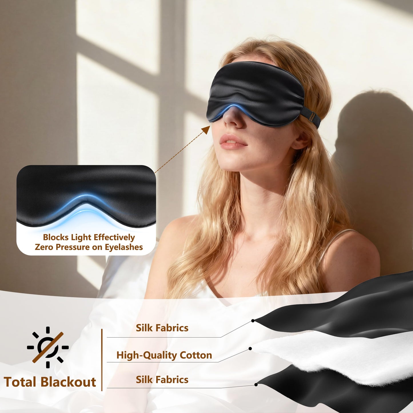 Blackout silk sleep mask for men and women