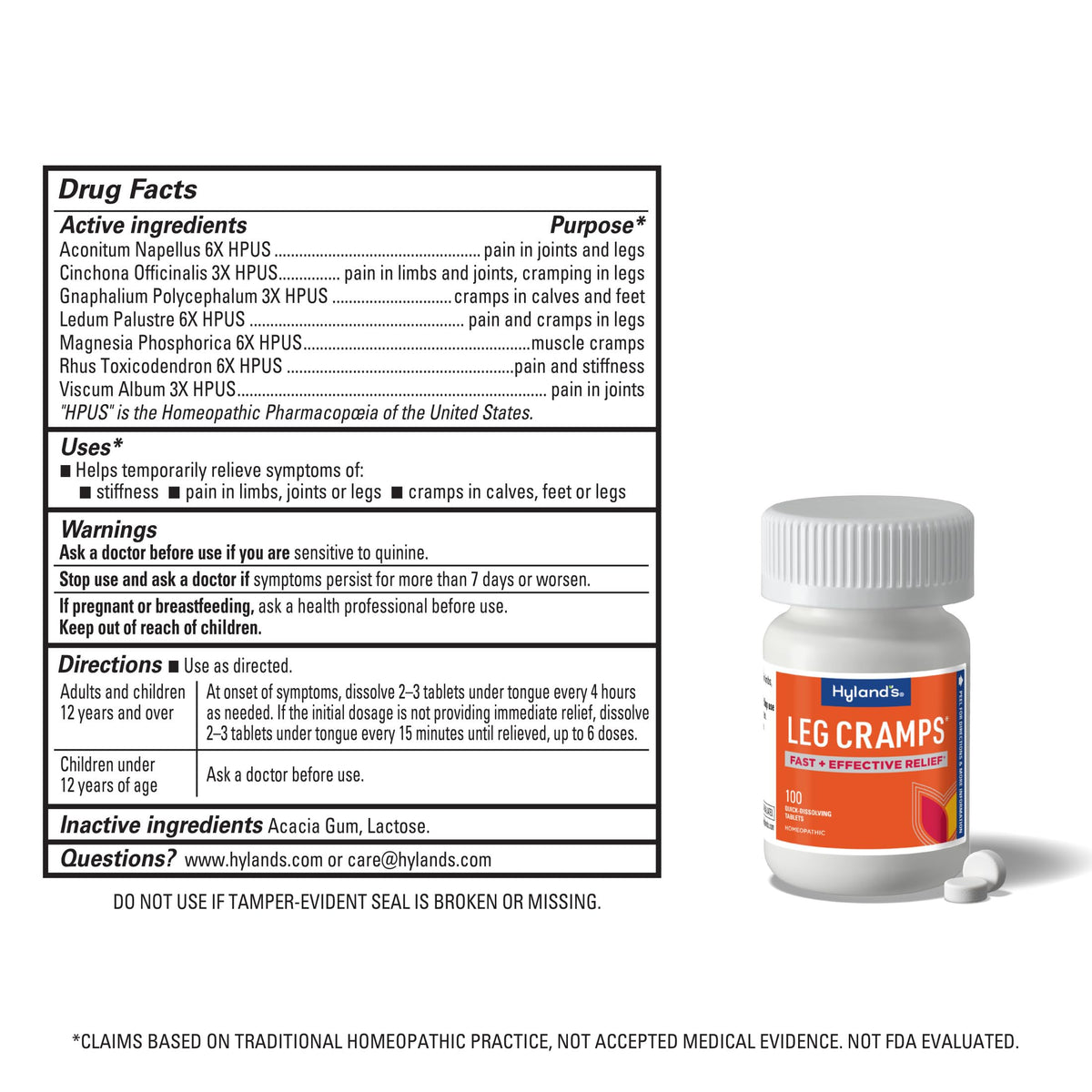 Hylands Leg Cramps 100 count quick dissolving tablets
