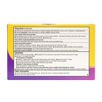Back of HealthA2Z Esomeprazole box showing directions