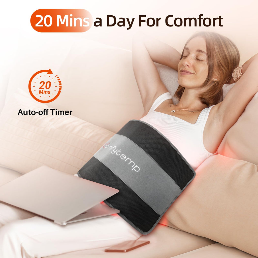 Comfytemp wellness wrap packaging and included adjustable strap accessories