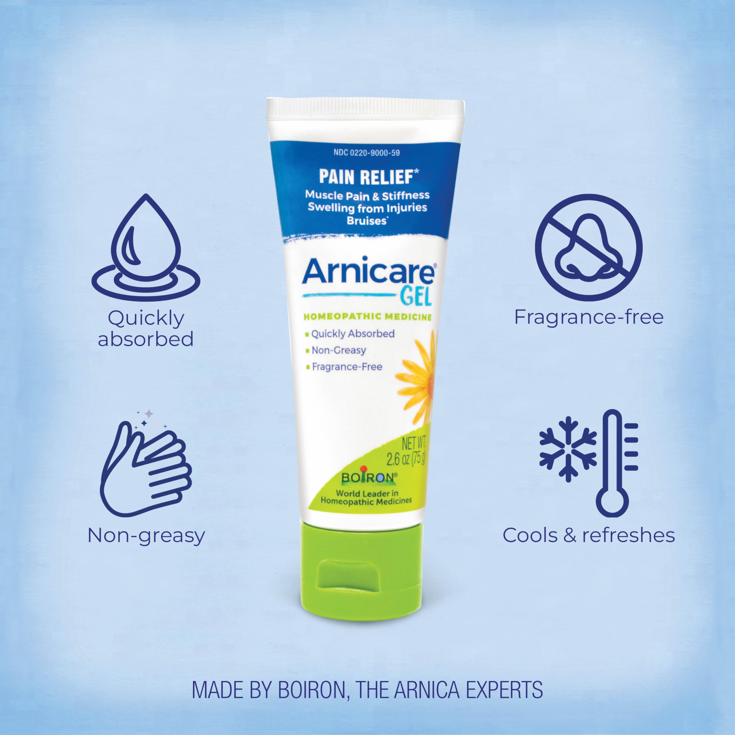 Back of Boiron Arnicare Gel tube with ingredients list
