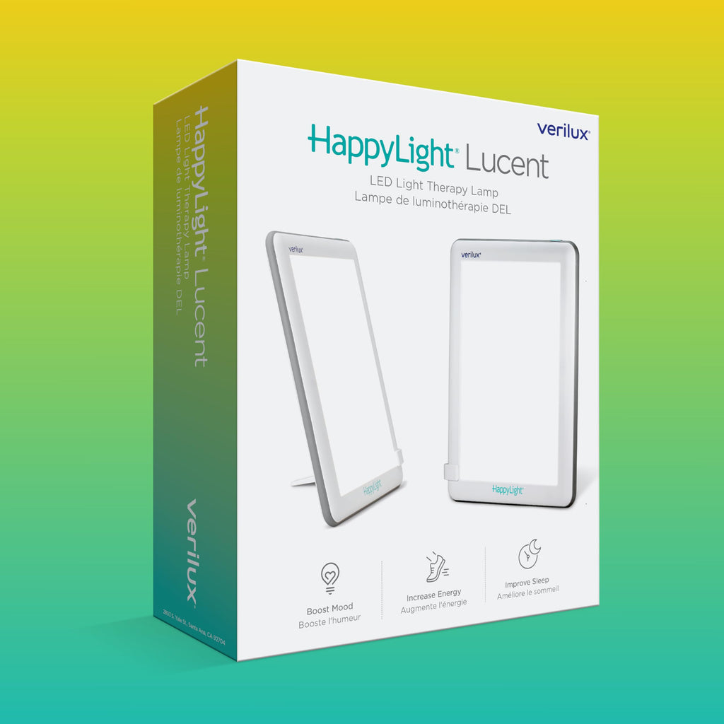 Verilux HappyLight Lucent lifestyle setup for morning routine