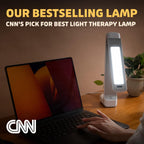 Circadian Optics Lumos 2.0 light therapy lamp side profile on workspace.