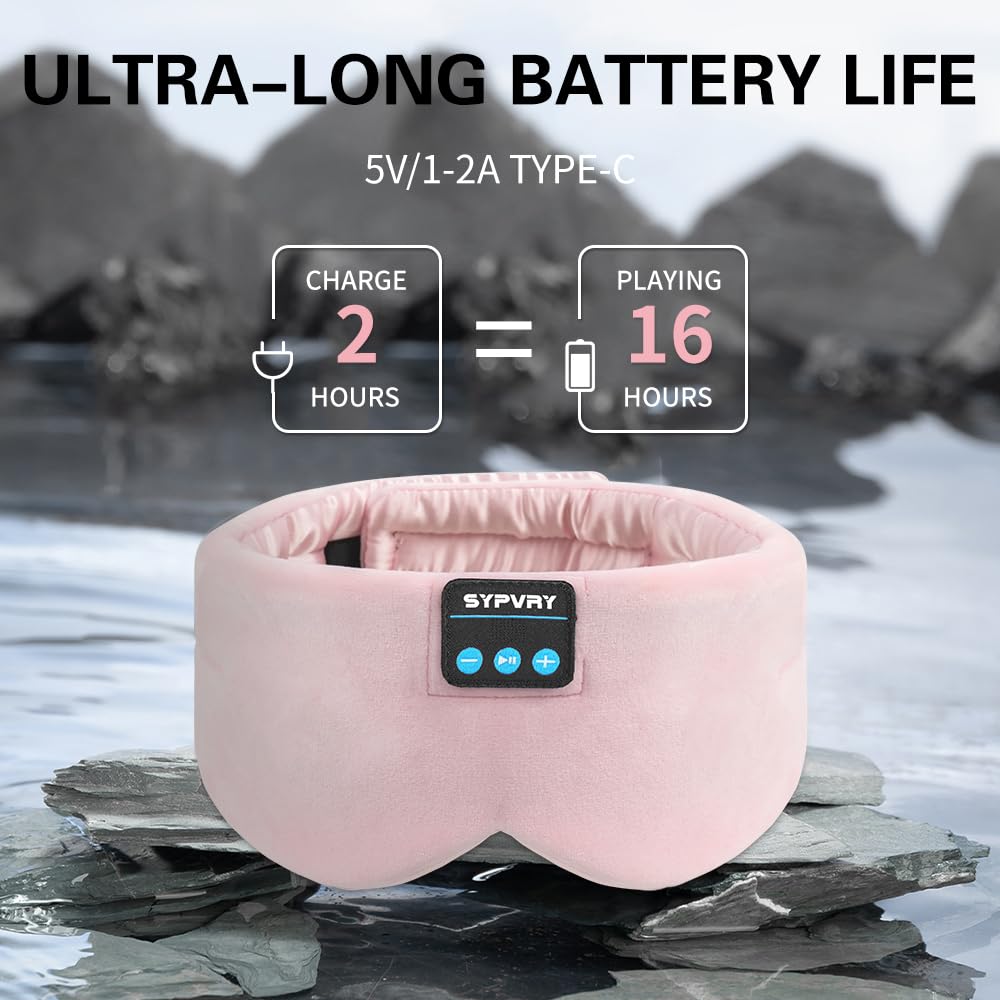 Side view of Sypvry wireless silk sleep mask with speakers