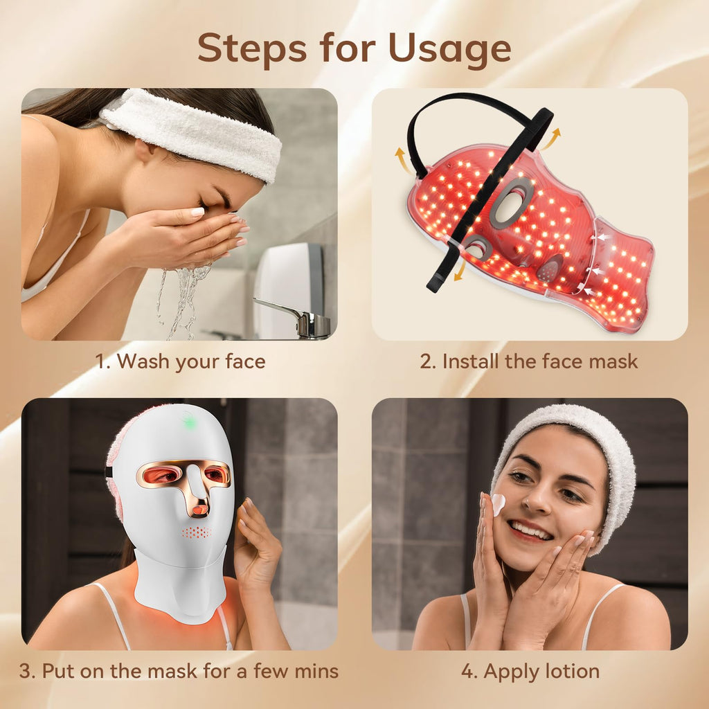 Onluky red light mask adjustable straps and secure fit design