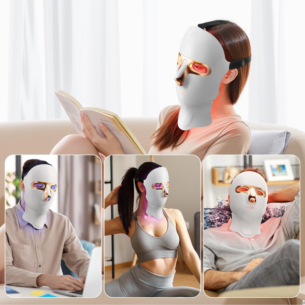 Onluky infrared skincare mask in use during relaxation