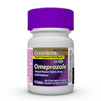 GoodSense Omeprazole bottle seal and safety information