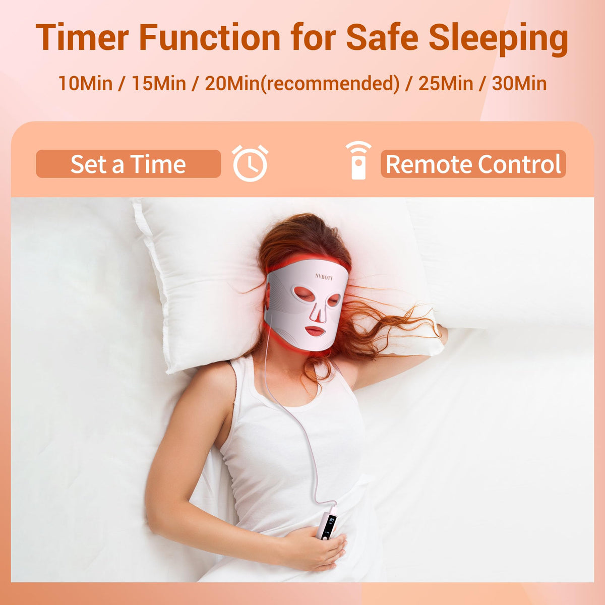 NVBOTY 400 LED therapy mask connected to power cable
