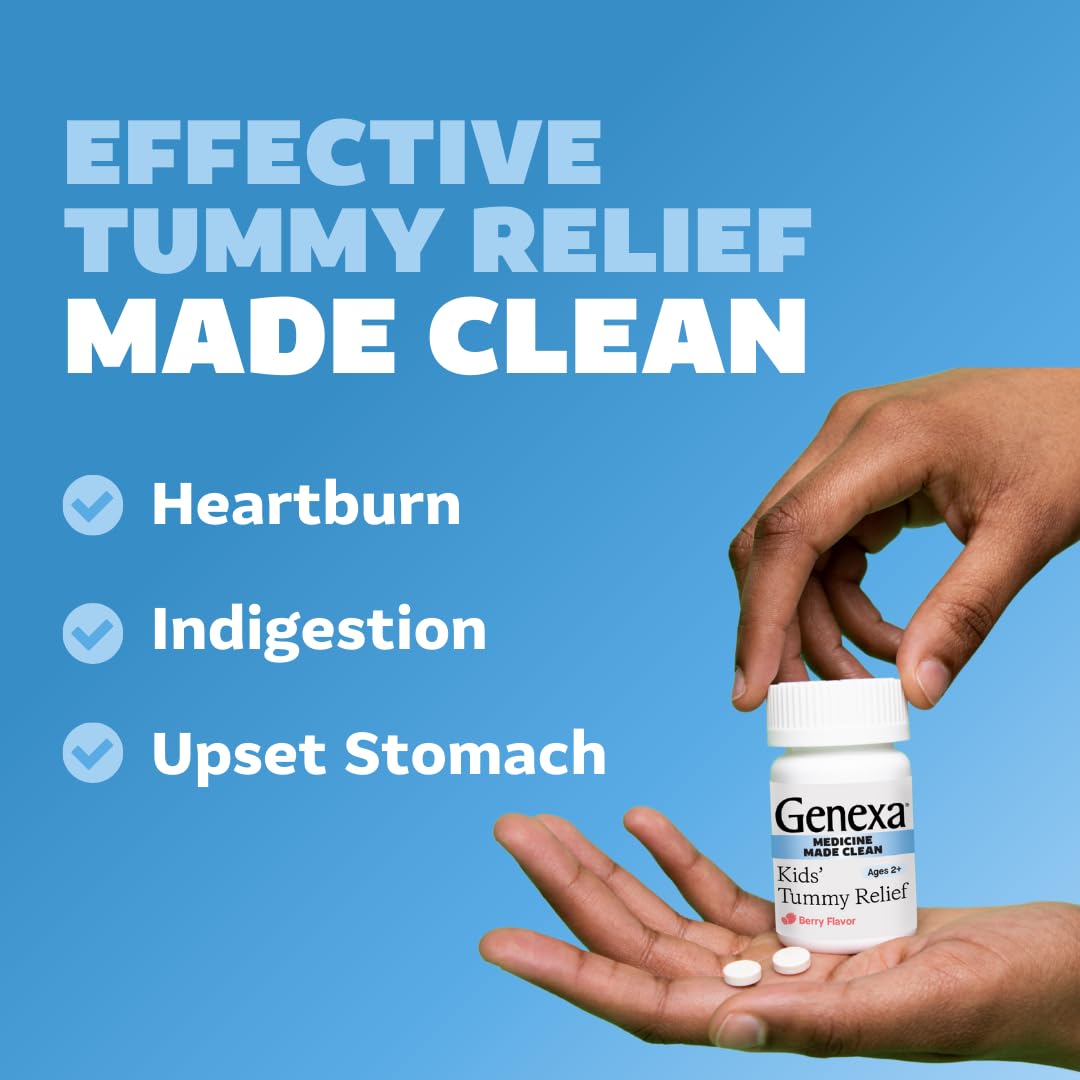 Close up of Genexa organic berry flavored chewable tablets