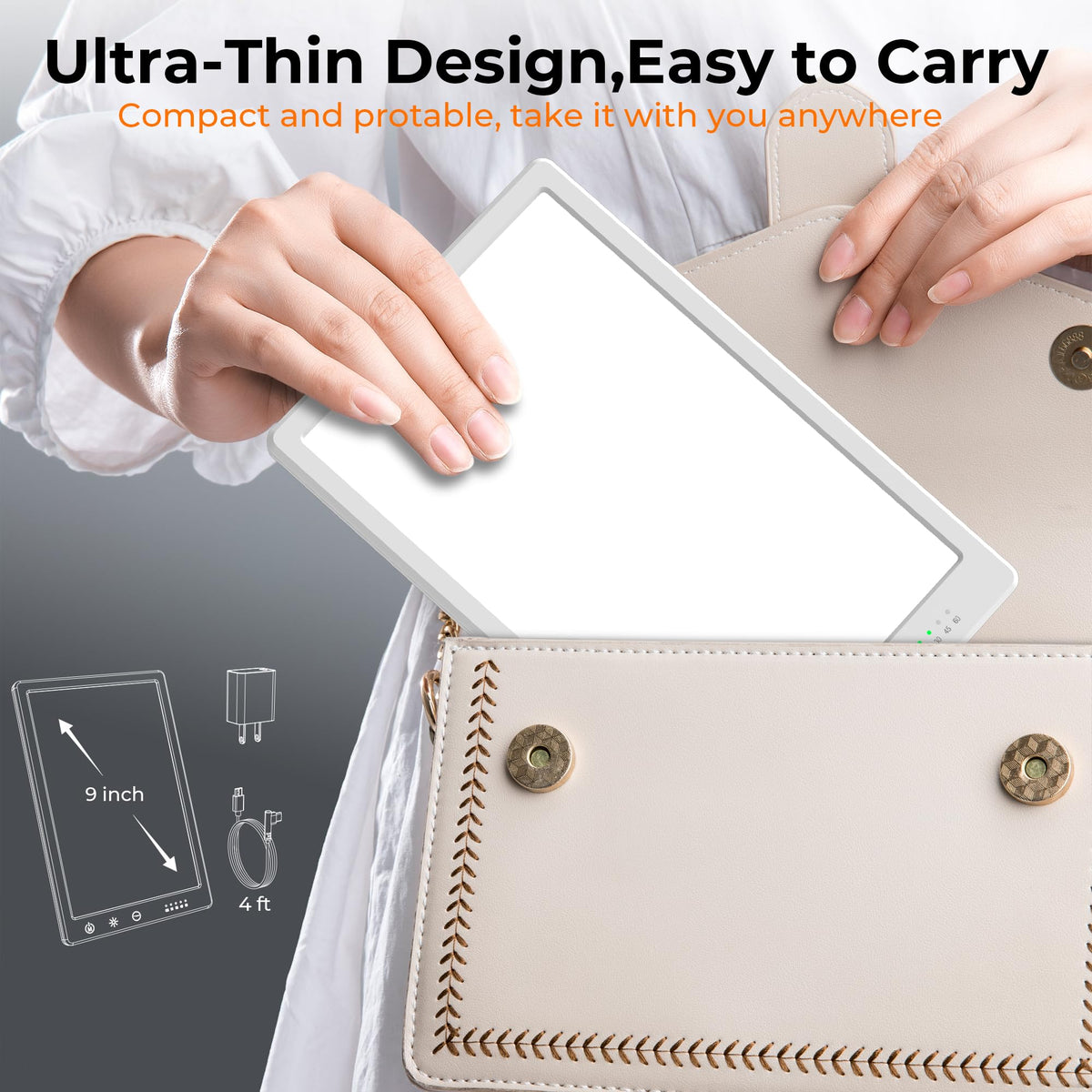 Fitfirst daylight lamp shown folded compactly for travel