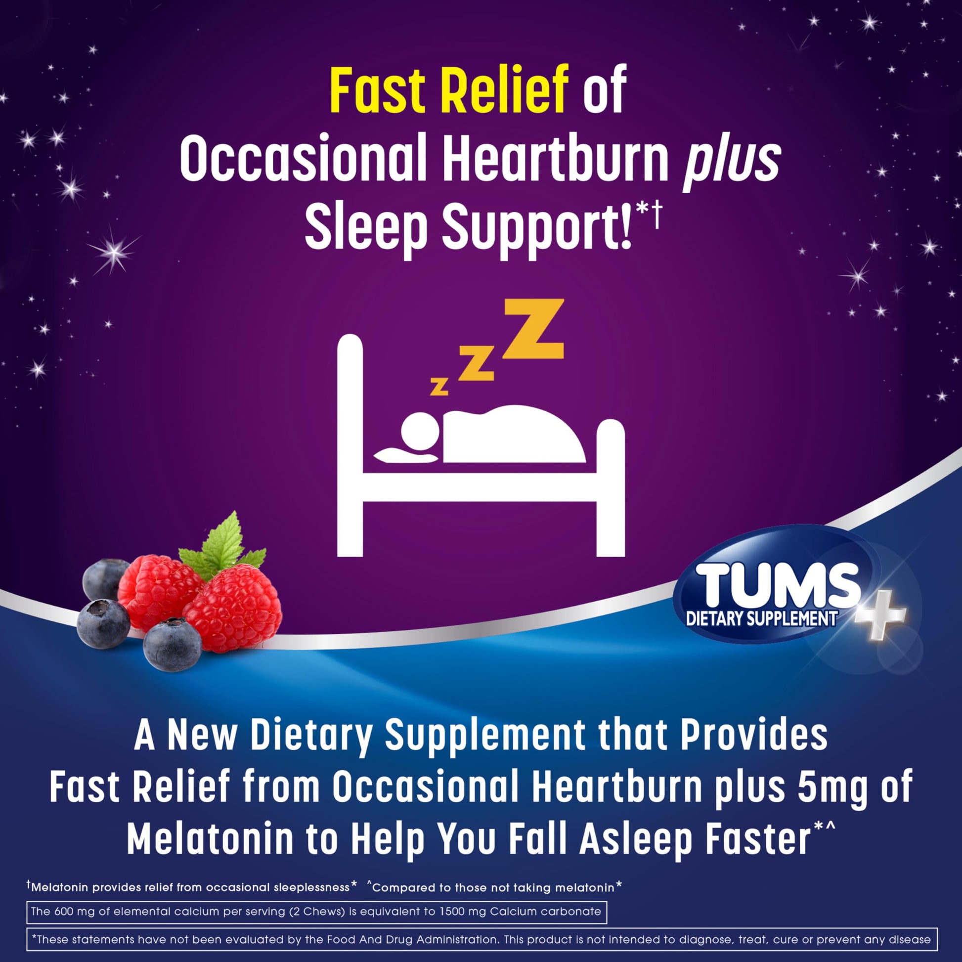Tums chewable tablets for heartburn and sleep relief 54 count