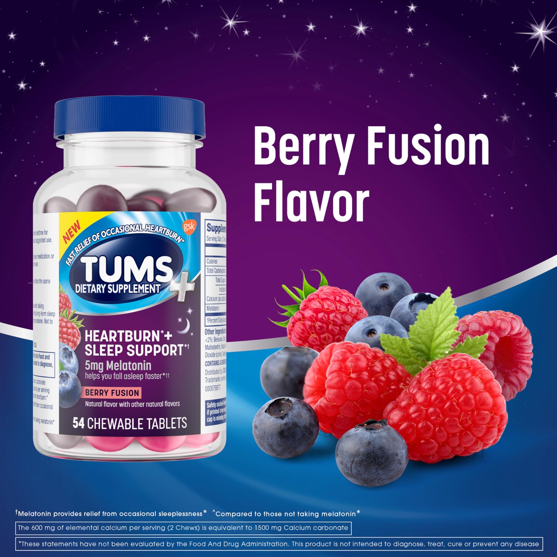 Tums sleep support formula nutritional information label
