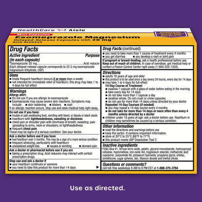 HealthCareAisle heartburn relief medicine supplement facts label