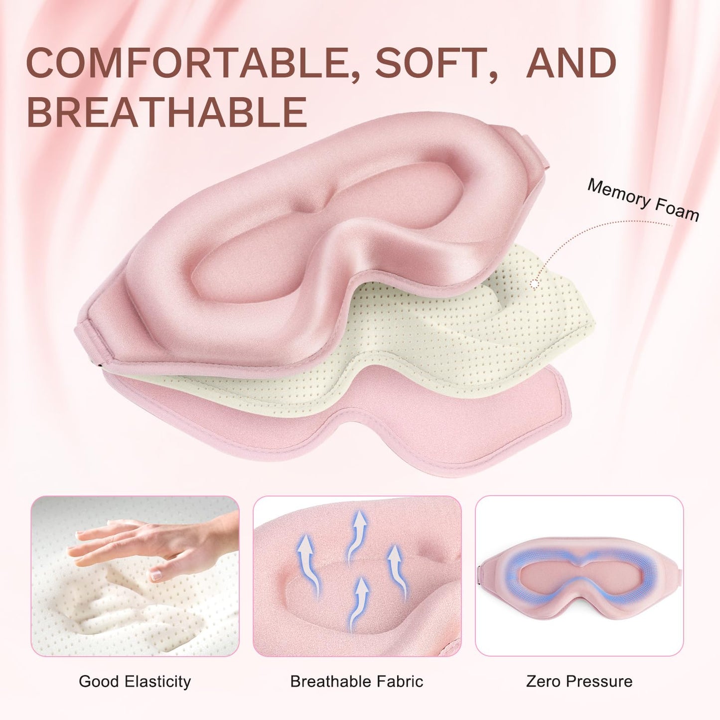 FlyCoco sleep mask with adjustable strap for secure fit