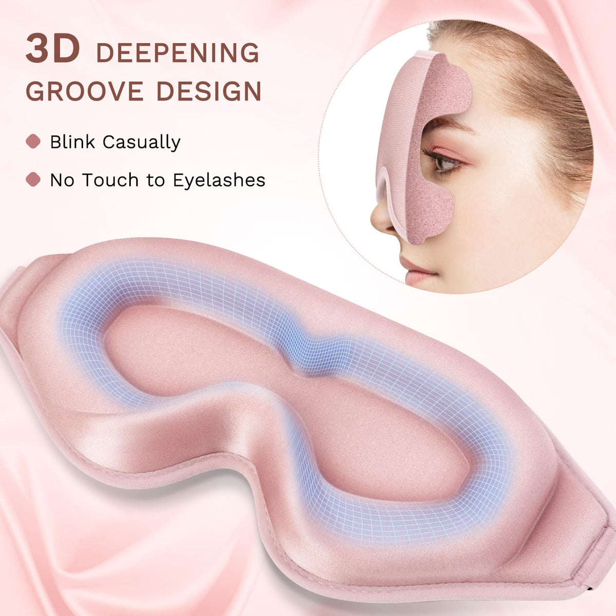 FlyCoco travel sleep mask for women and men in pink