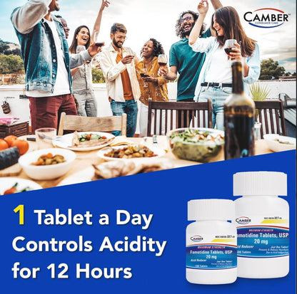 Camber Pharmaceuticals Famotidine 100 count bottle packaging details
