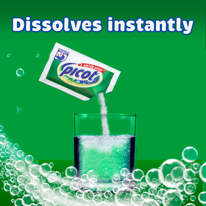 Picot effervescent powder packets stack