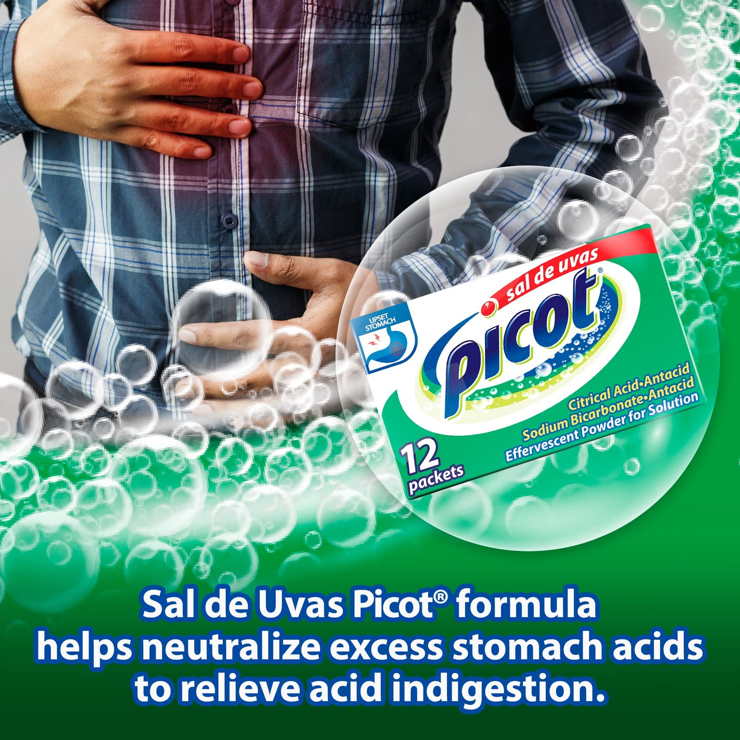 Close up of Sal de Uvas Picot packaging text