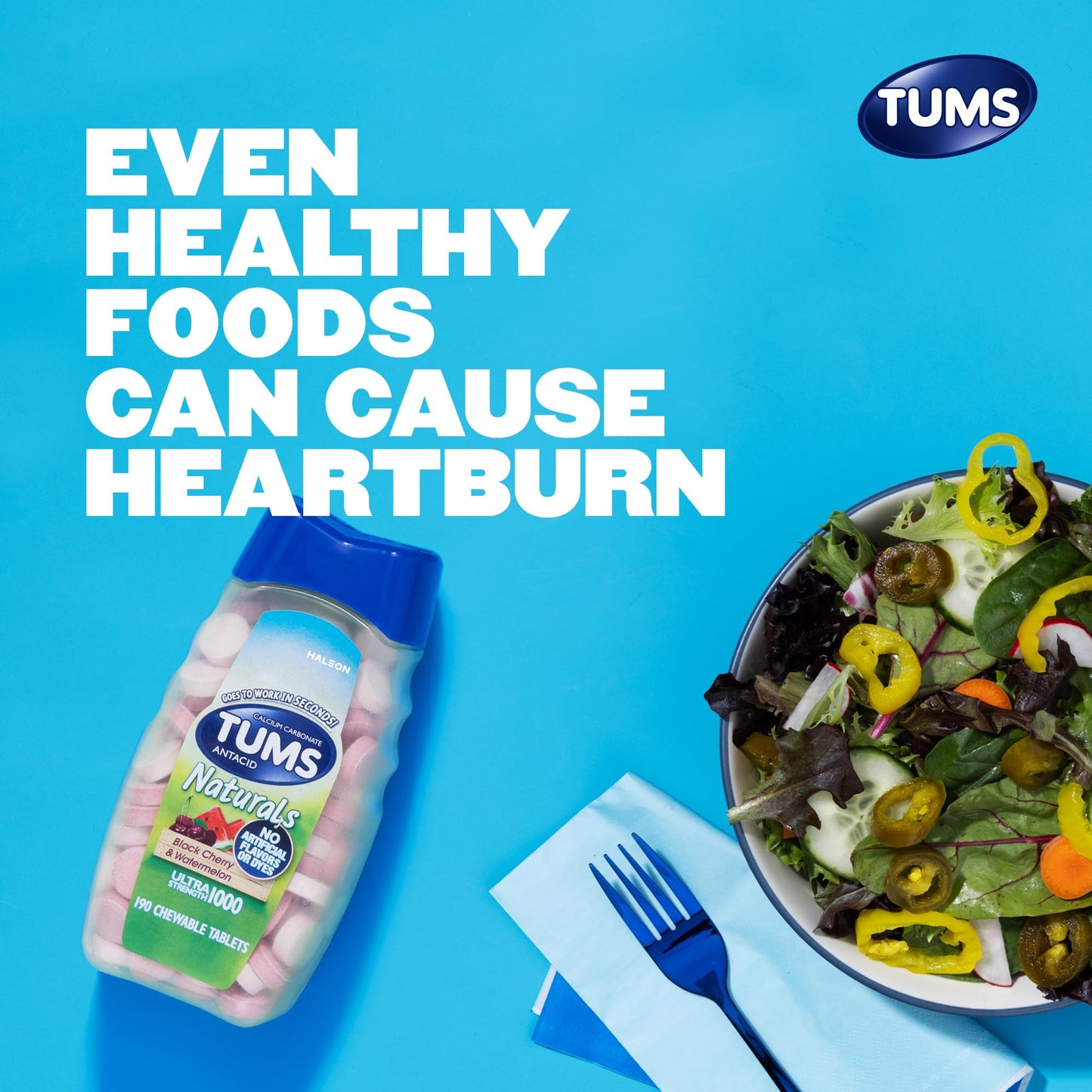 Tums Naturals chewable tablets texture and size