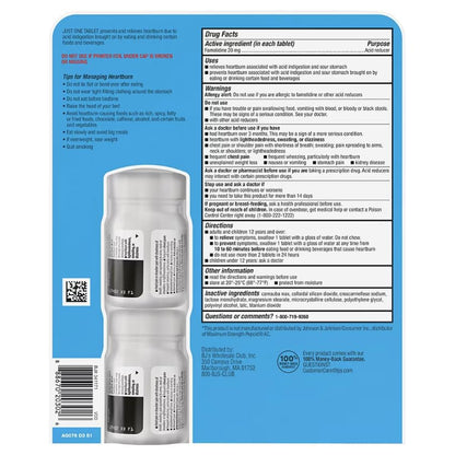 Close up of Berkley Jensen Famotidine acid reducer label