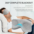 Side profile of 3D contoured sleep mask on a person
