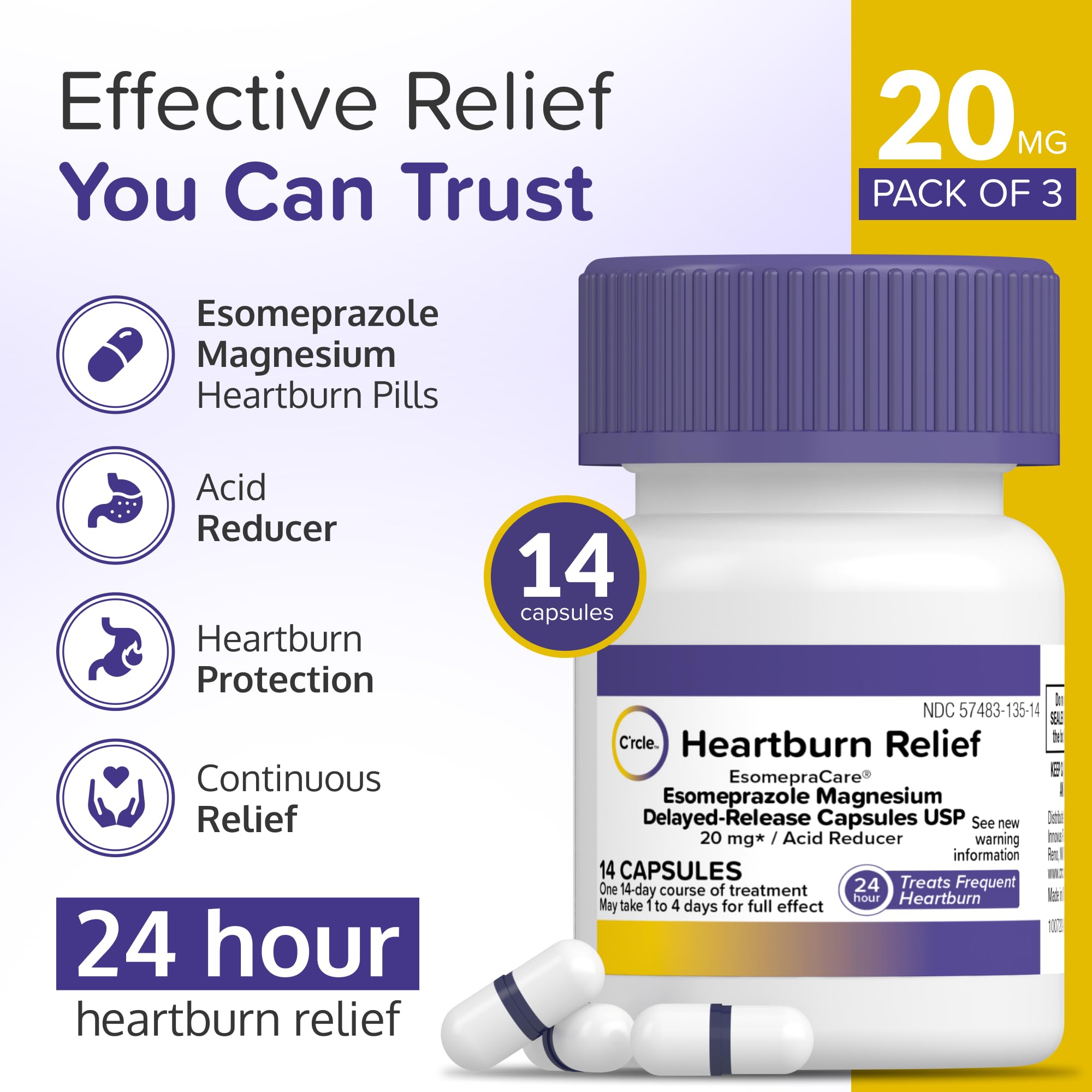Three 14 count bottles of Esomeprazole Magnesium