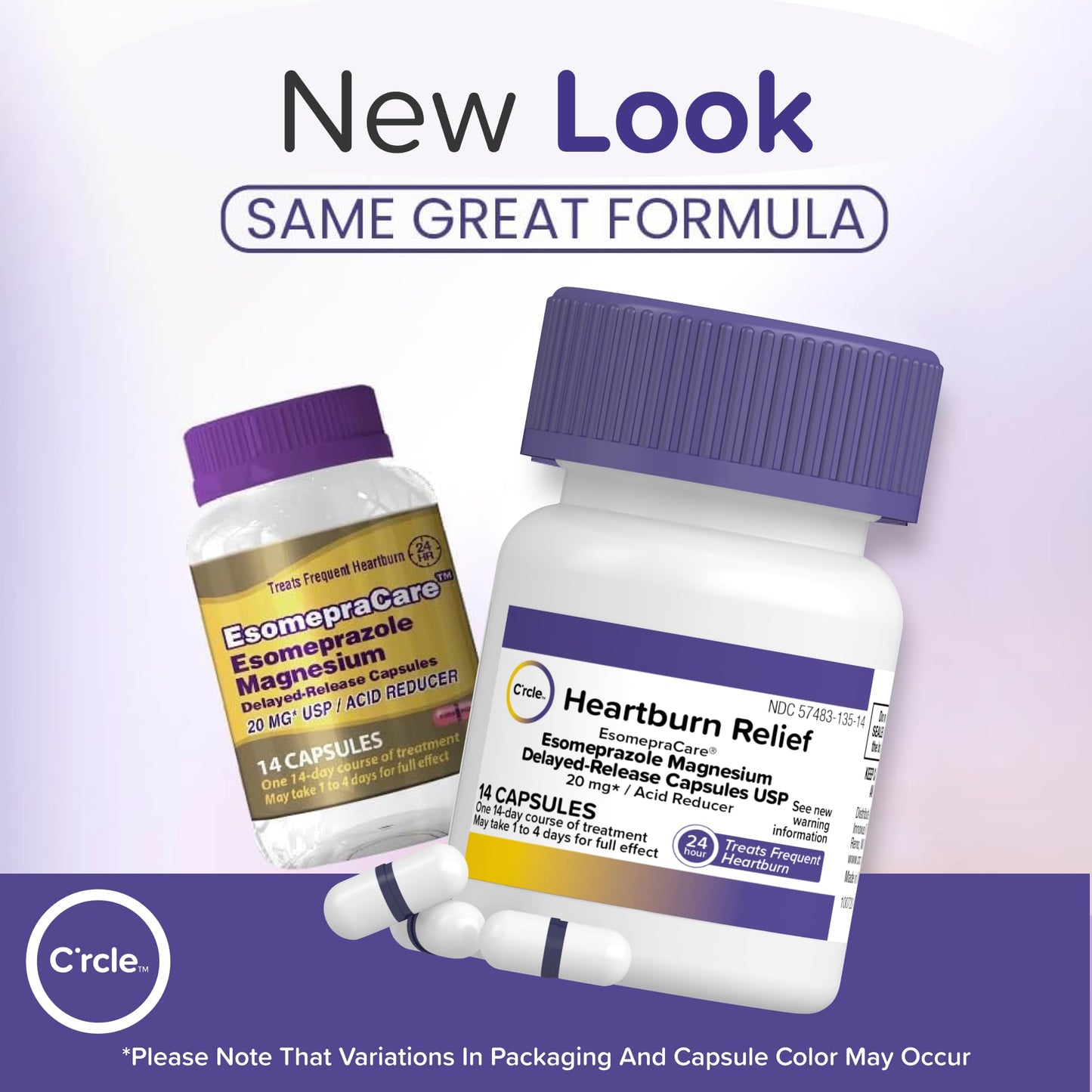 Close up of 42 count Esomeprazole capsules bottle