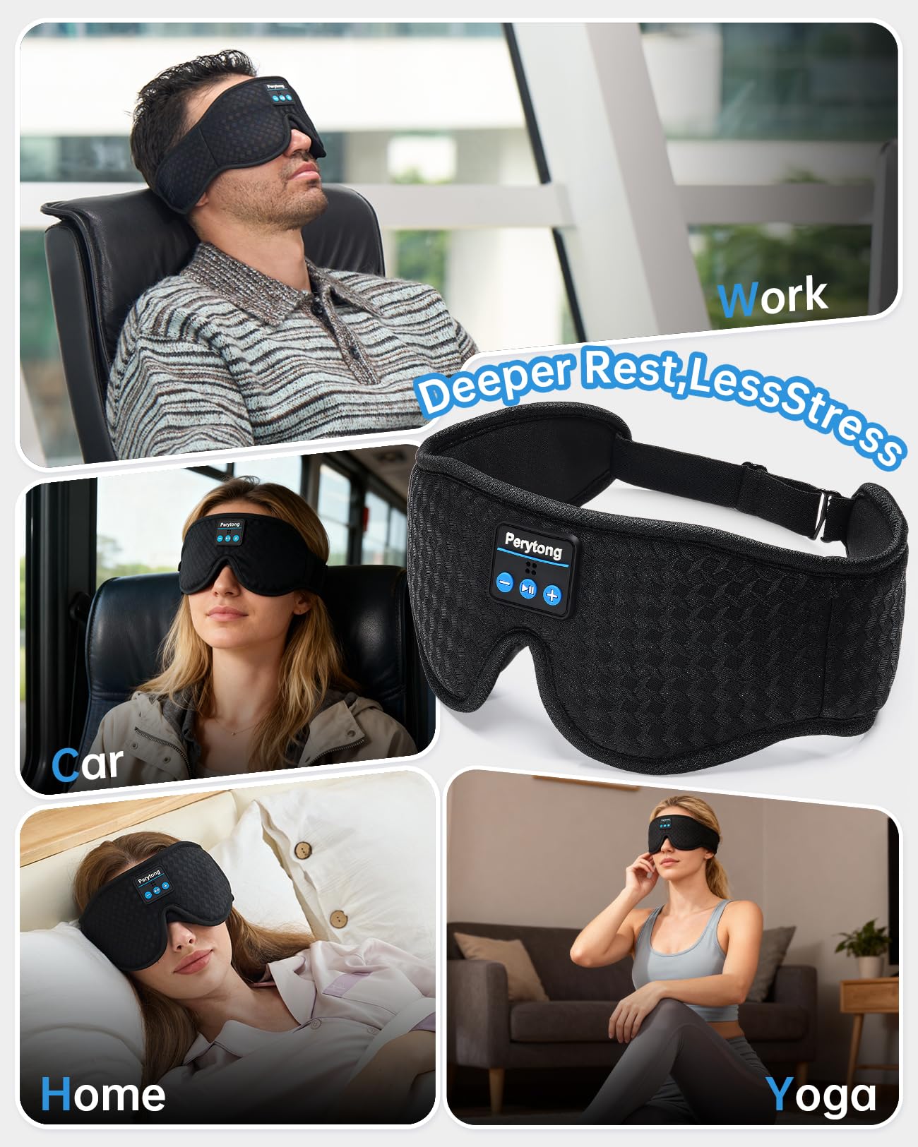 Perytong sleep mask interior fabric and cushioning details