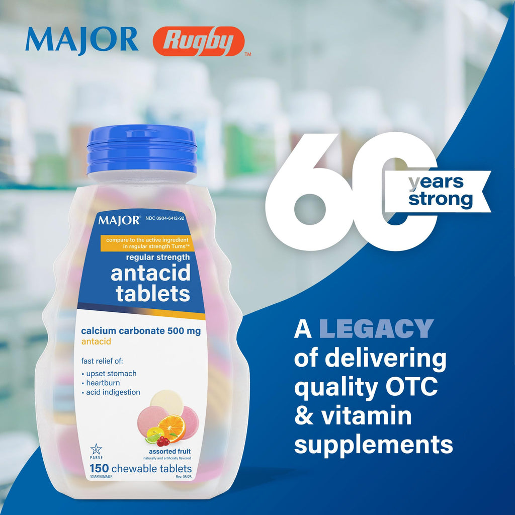Major antacid tablets assorted fruit flavor packaging