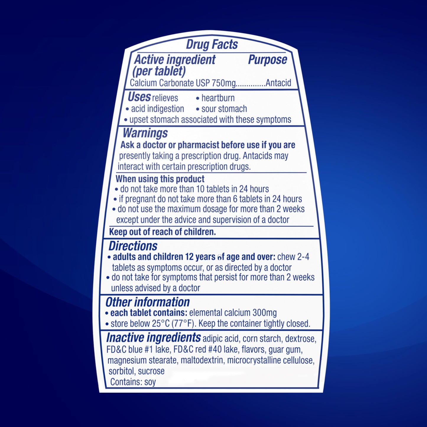 Side profile of Tums Smoothies 60 count bottle