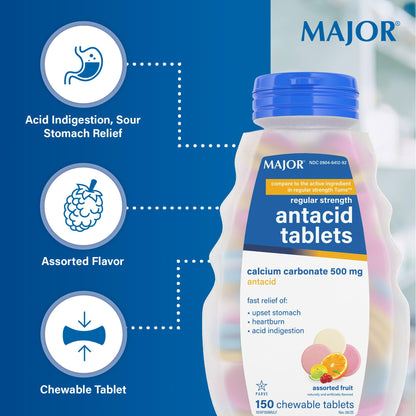 Close up of chewable antacid tablet nutritional label