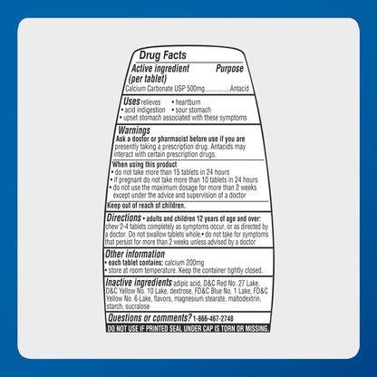 USA imported Major antacid tablets side view