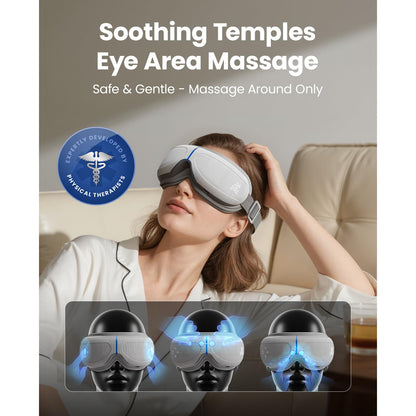 Person relaxing while wearing Bob and Brad eye massager