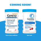 Genexa antacid supplement bottle with organic berry flavor label