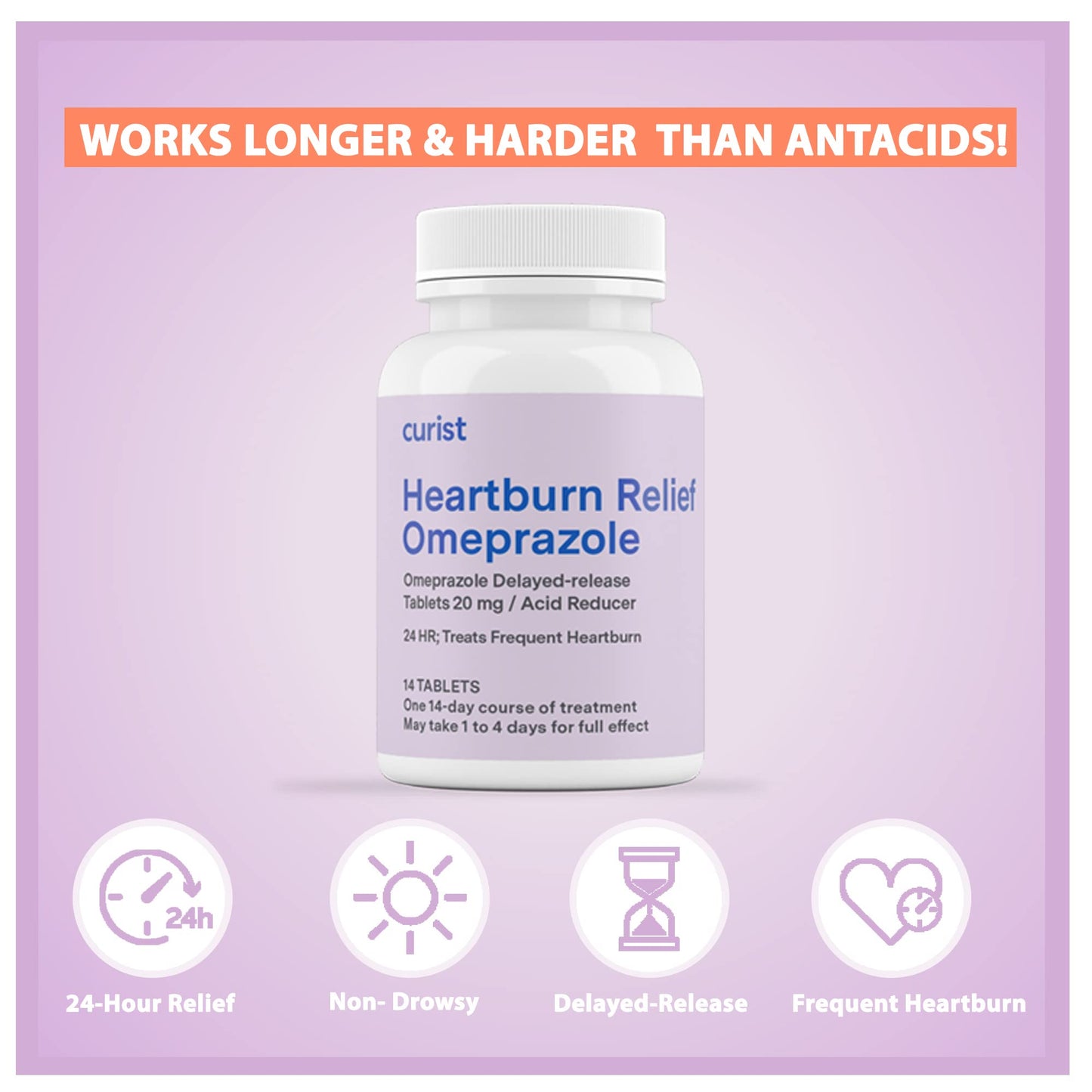 Side view of Curist Omeprazole 42 count box