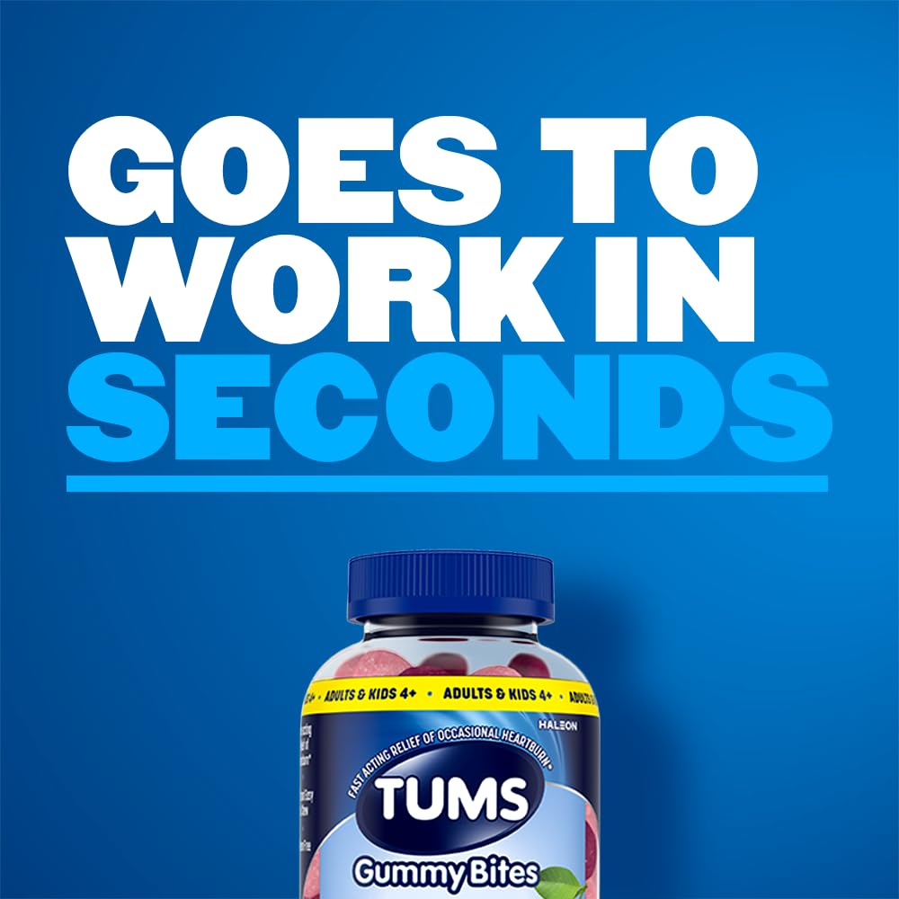 Tums Gummy Bites dietary supplement branding and cap details