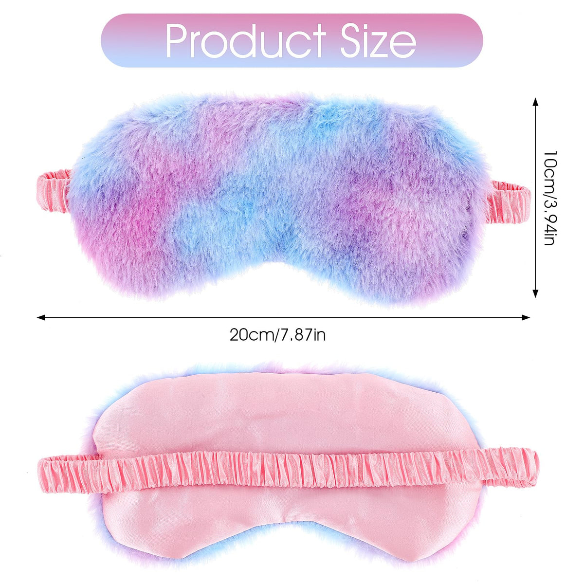 Two pack rainbow faux fur sleep mask for travel