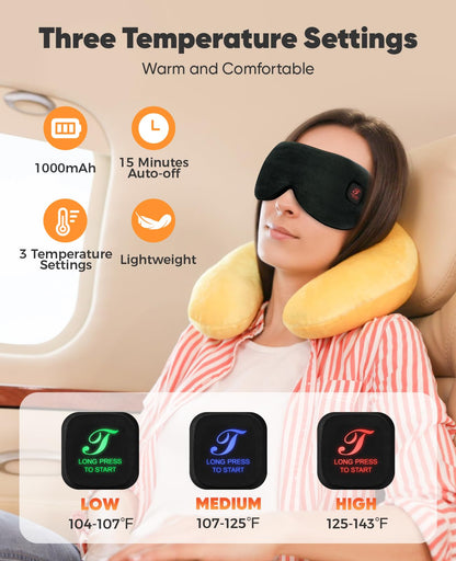 Lightweight black heat eye mask for dry eyes highlighting the adjustable elastic strap