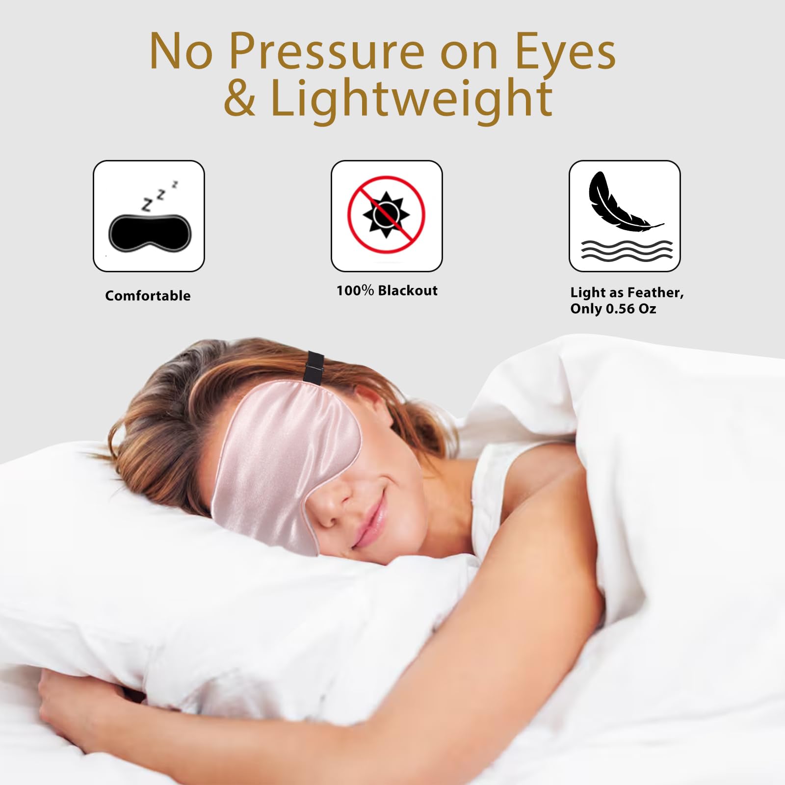 Side view of JroyJoy sleep mask highlighting the adjustable strap mechanism.