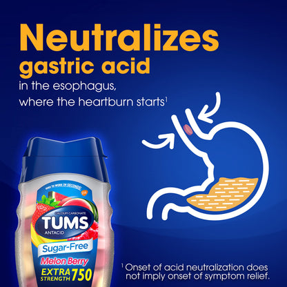Close up of Tums Melon Berry antacid tablet texture