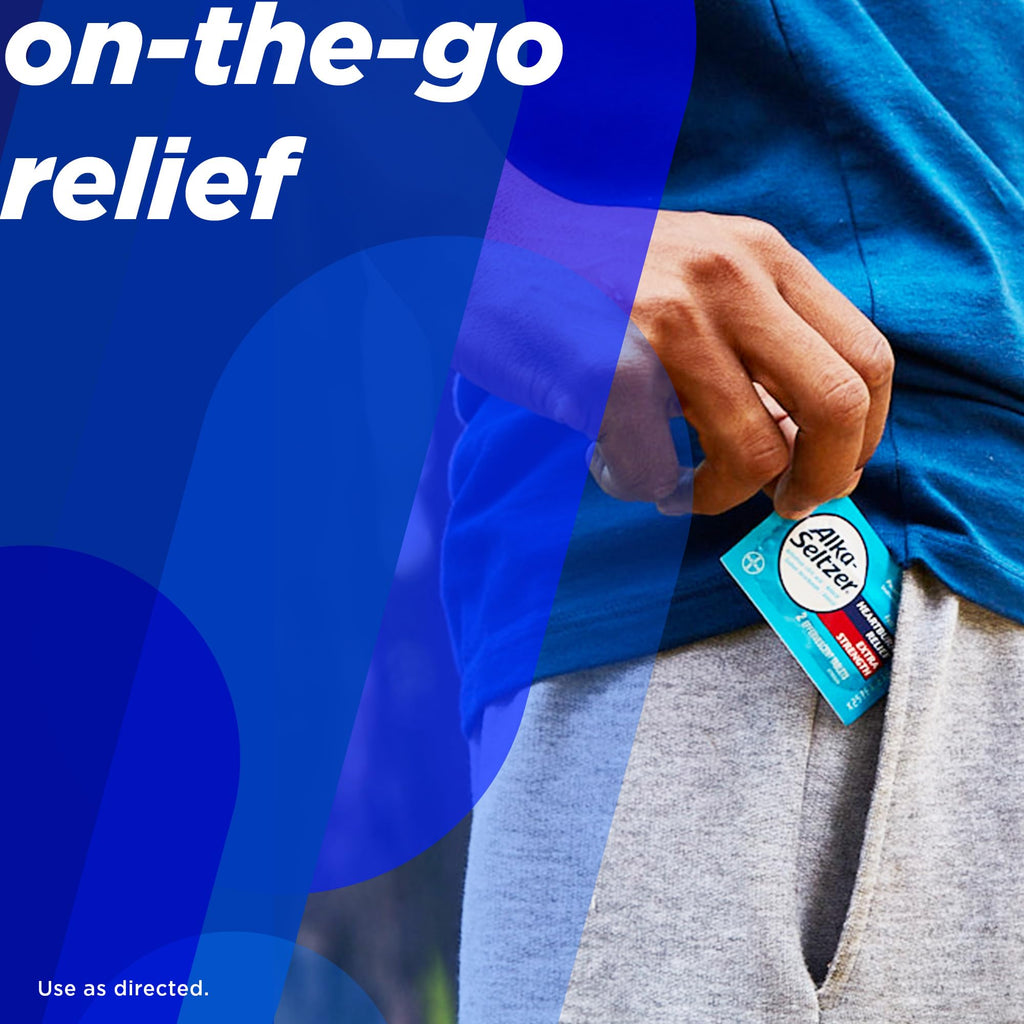 Side profile of Alka-Seltzer extra strength box showing 36 count.
