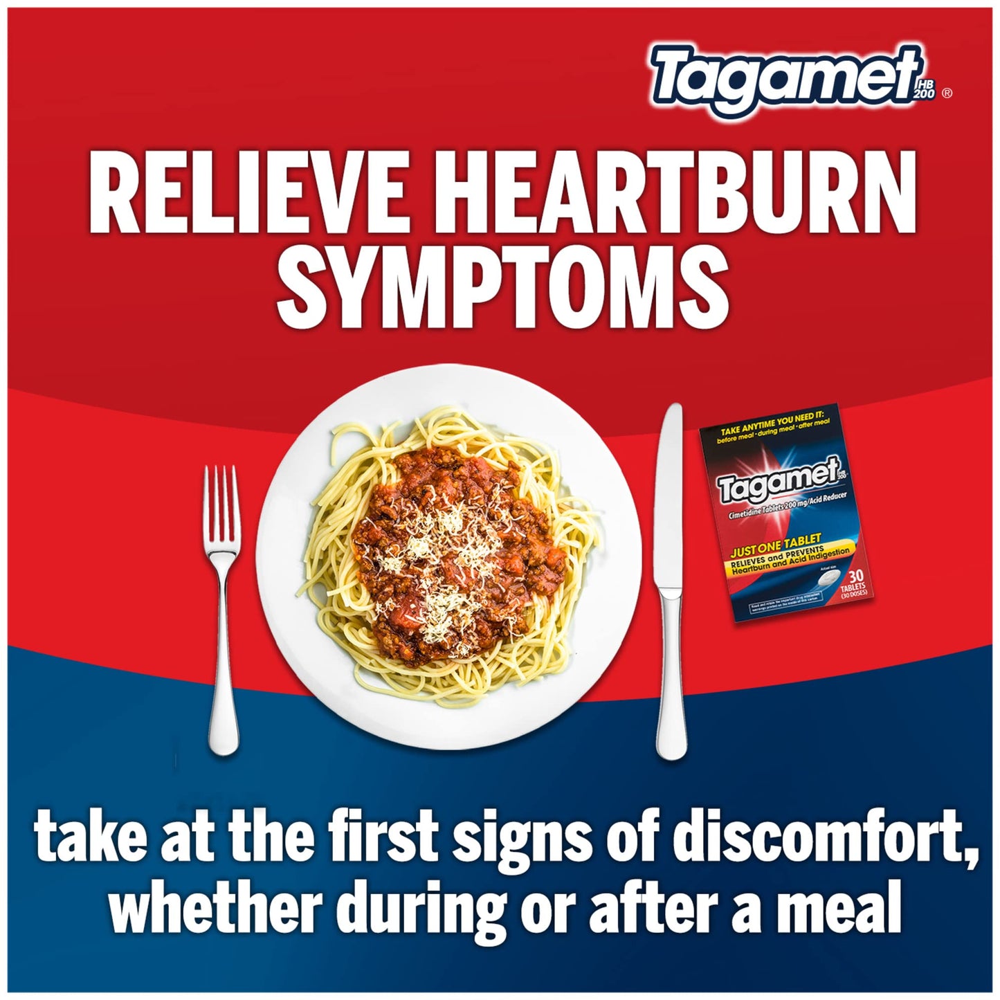 Back label showing ingredients for Tagamet HB 200 mg