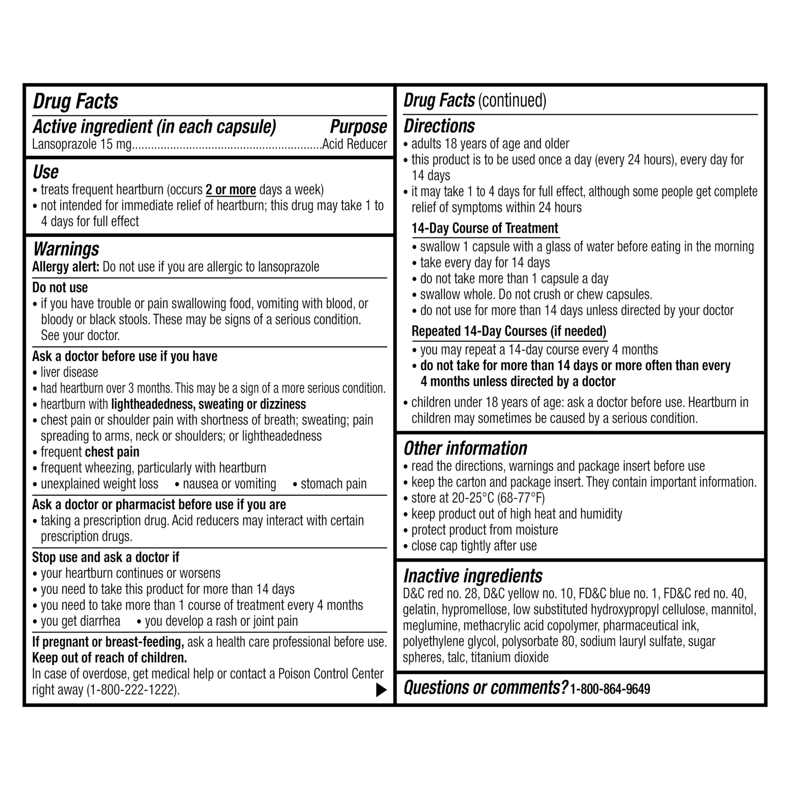 Prevacid 24HR acid reducer bottle showing 42 count label